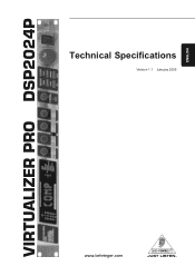Behringer VIRTUALIZER PRO DSP2024P Specifications Sheet