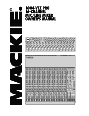 Mackie 1604-VLZ Pro Owner's Manual