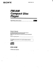 Sony CDX-4180FP Primary User Manual