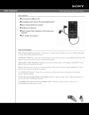 Sony NWZ-A829 Marketing Specifications (Black Model)