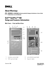 Dell OptiPlex 960 Setup and Features Information Tech Sheet