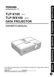 Toshiba TLP-WX100 Owners Manual