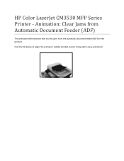 HP CM3530 HP Color LaserJet CM3530 MFP Series Printer - Animation: Clear Jams from the Automatic Document Feeder (ADF)