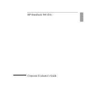 HP OmniBook 500 HP OmniBook 500 (FA) - Corporate Evaluator's Guide  Edition 4