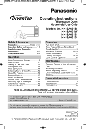 Panasonic NN-SA651 NN-SA651S-RF Owner's Manual (English)