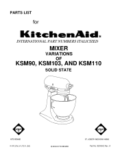 KitchenAid KSM110PS Parts List