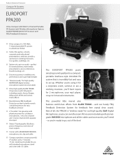 Behringer PPA200 Product Information Document