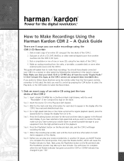 Harman Kardon CDR2 Quick Start Guide