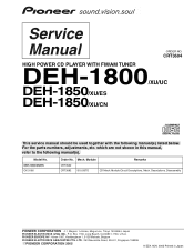 Pioneer DEH 1800 Service Manual