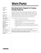 Compaq 1700 Operating System Support for Compaq Portable Platforms