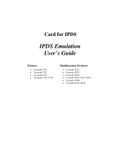 Lexmark MX6500e 6500e IPDS Emulation User's Guide