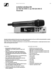 Sennheiser EW 100 G4-945 Product Specification ew 100 G4-935-S/945-S