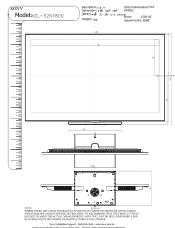 Sony KDL-52NX800 Dimensions Diagram