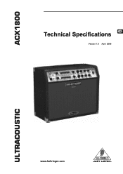 Behringer ULTRACOUSTIC ACX1800 Specifications Sheet