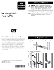 HP StorageWorks 1000s NAS 1200s Installation Poster
