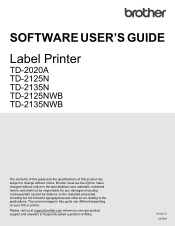 Brother International TD-2135NWB Software Users Guide TD-2020A/2125NWB/2135NWB