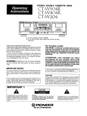 Pioneer CT-W404R Operating Instructions