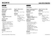 Sony DAV-FR8 Operating Instruction corrections (pgs. 27, 42, & 91)