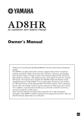 Yamaha AD8HR AD8HR Owners Manual
