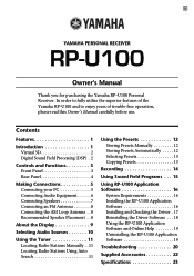 Yamaha RP-U100 Owner's Manual