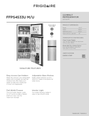 Frigidaire FFPS4533UM Product Specifications Sheet