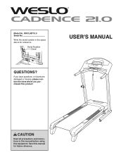 Weslo Cadence 21.0 Treadmill English Manual