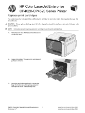HP CP4525n HP Color LaserJet Enterprise CP4020/CP4520 Series Printer - Replace print cartridges