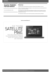 Toshiba Satellite P840 PSPJ6A-00H001 Detailed Specs for Satellite P840 PSPJ6A-00H001 AU/NZ; English