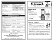 Cuisinart BFP-650P1 Quick Reference