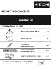 Hitachi 53SBX10B Owners Guide