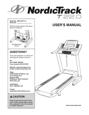 NordicTrack T22.0 Treadmill English Manual