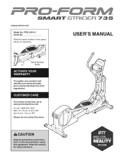 ProForm Smart Strider 735 Elliptical English Manual