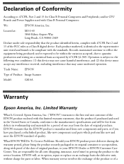 Epson Perfection 1240U Warranty Statement