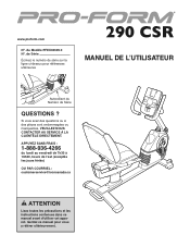 ProForm 290 Csr Bike Canadian French Manual
