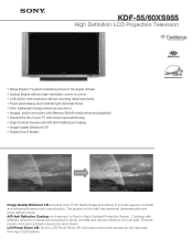 Sony KDF-60XS955 Marketing Specifications