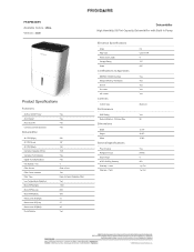 Frigidaire FFAP5033W1 Product Specifications Sheet