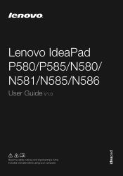 Lenovo IdeaPad P580 Ideapad P580, P585, N580, N581, N585, N586 User Guide V1.0 (English)