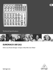 Behringer EURORACK UB1202 Specifications Sheet