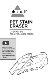 Bissell Pet Stain Eraser Cordless Portable Carpet Cleaner| 2003 User Guide