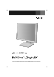 NEC LCD1960NX MultiSync LCD1960NX User's Manual