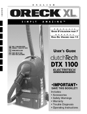 Oreck DTX1100 Owners Guide