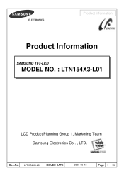 Samsung LTN154X3-L01 Product Guide