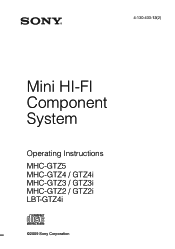 Sony MHC-GTZ3 Operating Instructions
