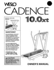 Weslo Cadence 10.0xt English Manual