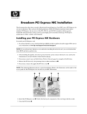 HP Xw9300 Broadcom PCI Express NIC Installation