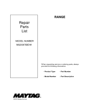 Maytag MGS5875BDW Parts List