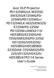 Acer PD1325W User Manual
