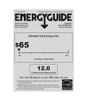 Frigidaire GHWW083WB1 Energy Guide