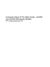 HP dx2390 Computer Setup (F10) Utility Guide