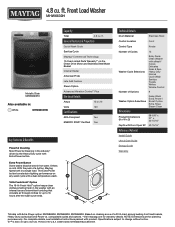 Maytag MHW6630H Specification Sheet